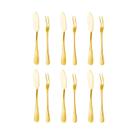 Faca Manteiga Espatula e Garfo Petiscos Dourado Inox 12un