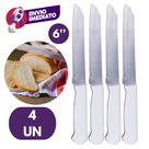 Faca Pão Profissional 6” Lâmina Serrilhada Cabo Branco Aço Inox Cortar Pães Caseiros Padaria