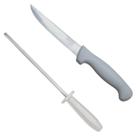 Faca para desossar 6" + Chaira 8" Amolador Afiador Profissional Açougue Cozinha Churrasco Cabo branco Faca para desossar 6" + Chaira 8" Amolador Afiador Profissional Açougue Cozinha Churrasco Cabo branco