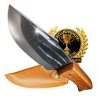 Faca Pequena Artesanal Aco Inox Full Tang 21cm Cabo Madeira Com Bainha Camping Churrasco Pesca Sobrevivencia Ultra Afiada