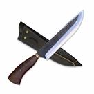 Faca Picanheira Patron 8" Aço Inox 2mm Cabo Madeira Nobre + Bainha Couro Artesanal