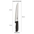 Faca profissional 38cm açougueiro lâmina 25cm sulcos Swiss Classic Victorinox 5.5523.25