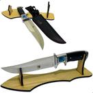 Faca Profissional Pedra Azul Churrasco Afiada C/bainha + Expositor Mdf