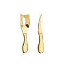 Faca Queijo Camarao Manteiga Jogo Aço Inox Dourado 2un Faca Queijo Camarao Manteiga Jogo Aço Inox Dourado 2un