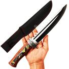 Faca Tática Multiuso Lâmina Preta Inox Cabo em Madeira com Resinagem Decorativa TB091636