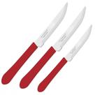 Faca Tramontina Conjunto 3 Pecas Churrasco Cabo Vermelho 23180/374