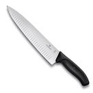 Faca Victorinox Chef Swiss Classic, Lâmina com Sulcos Extremamente Afiada, 25 cm, Preta, 6.8023.25G