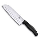 Faca Victorinox Santoku Swiss Classic, Lâmina com Sulcos Extremamente Afiada, 17cm,Preta, 6.8523.17G