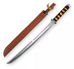 Facão Tático Decoração Estilo Katana Afiado Bainha Couro