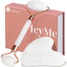 Facial Roller & Gua Sha Set BAIMEI Jade para cuidados com a pele - branco