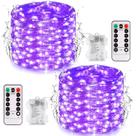 Fairy Lights JMEXSUSS Purple 400 LED de 132 pés com controle remoto, pacote com 2