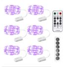 Fairy Lights SINAMER Purple, alimentado por bateria, 7 pés, 20 LEDs, 6 unidades