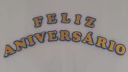 Faixa Aplique Decorativo em EVA Feliz Aniversário Azul e Dourado