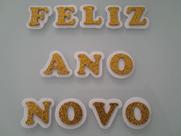 Faixa Aplique Decorativo em EVA Feliz Ano Novo Brilho Letras 16cm