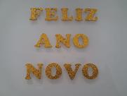 Faixa Aplique Decorativo em EVA Feliz Ano Novo Dourado Letras 16cm