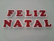 Faixa Aplique Decorativo em EVA Feliz Natal Branco e Vermelho Glitter