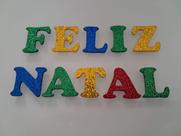 Faixa Aplique Decorativo Eva Feliz Natal Colorido Glitter Letras de 16cm