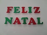 Faixa Aplique Decorativo Eva Feliz Natal Verde e Vermelho Brilho Letras de 16cm