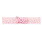 Faixa bebê de renda com laço de perolas - Rosa bebê