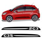 Faixa Citroen C3 2013 Até 2019 Adesivo Preto Lateral Tuning