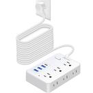 Faixa de alimentação Asamoom, 6 tomadas, cabo de 20 pés, 1700J Surge, USB C