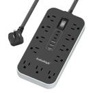 Faixa de alimentação: até 3 m, 11 tomadas, 6 USB, 24 W, carregamento Faixa de alimentação: até 3 m, 11 tomadas, 6 USB, 24 W, carregamento