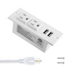 Faixa de alimentação embutida de 4 LEAF, montável com 2 tomadas e 2 USB Faixa de alimentação embutida de 4 LEAF, montável com 2 tomadas e 2 USB