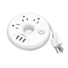Faixa de alimentação NTONPOWER 3 tomadas, 3 USB, 15 cm, cabo curto, branco