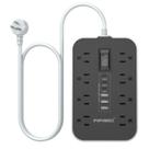 Faixa de alimentação Popowell 14 Gauge Heavy Duty 8, tomada AC 6 USB