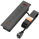 Faixa de alimentação QBA embutida 65W 4 tomadas 2 USB-C 2 USB-A preta