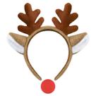Faixa de cabeça Gowpug Deer com chifres de rena de nariz vermelho