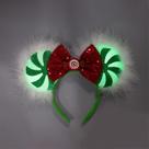 Faixa de cabeça JIAHANG LED Mouse Ear Christmas Light Up Bow