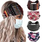 Faixa de cabeça Olbye Leopard Button, elástica larga para mulheres, 4 unidades Faixa de cabeça Olbye Leopard Button, elástica larga para mulheres, 4 unidades