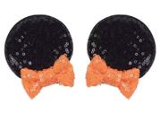 Faixa de cabelo CLGIFT Minnie Baby Ears Orange Sequin feita à mão