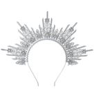 Faixa de cabelo COSUCOS Silver Halo Crown com pérolas brancas