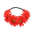 Faixa De Cabelo Elástica Artesanal Com Flores Artificiais De Girassol Estilo Boêmio Arco-Íris Para