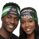 Faixa de cabelo Fox & Fury reversível 2 em 1 com bandeira da Nigéria
