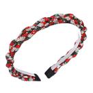 Faixa de cabelo HSWE Rhinestone Christmas Red Green Silver