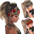 Faixa de cabelo K-Elewon Wide Elastic feminina para esportes e ioga x3