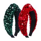 Faixa de cabelo Lanmerry Christmas Knotted Sequin Velvet, 2 unidades