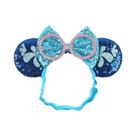 Faixa de Cabelo Mickey para Bebê Recém-nascido - Com Lantejoulas e Arco Ajustável (5")