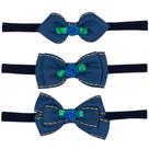 Faixa de Cabelo para Bebê Glamour Marinho Kit 3 Peças