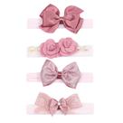 Faixa de Cabelo para Bebê Luxo Rosê Kit 4 Peças