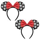 Faixa de cabelo YUNISS, 2 peças de lantejoulas, bolinhas, orelhas de mouse