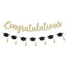 Faixa de Parabéns FHGG com Glitter Dourado e Tassel para Formatura Faixa de Parabéns FHGG com Glitter Dourado e Tassel para Formatura