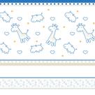 Faixa de Parede Infantil Girafa e Hipopótamo Azul 5mx10cm