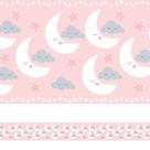 Faixa de Parede Nuvens e Lua Rosa Quarto de Meninas 10mx10cm Faixa de Parede Nuvens e Lua Rosa Quarto de Meninas 10mx10cm