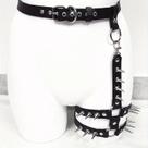Faixa de Perna e Barriga em Couro PU Preto - Acessório Gótico para Carnaval e Festivais Faixa de Perna e Barriga em Couro PU Preto - Acessório Gótico para Carnaval e Festivais