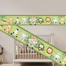 Faixa Decorativa Infantil Safari Autocolante Quarto Bebê 1Mx15CM
