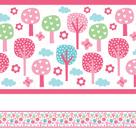 Faixa Decorativa para Quarto de Bebê Floresta Rosa 6mx15cm